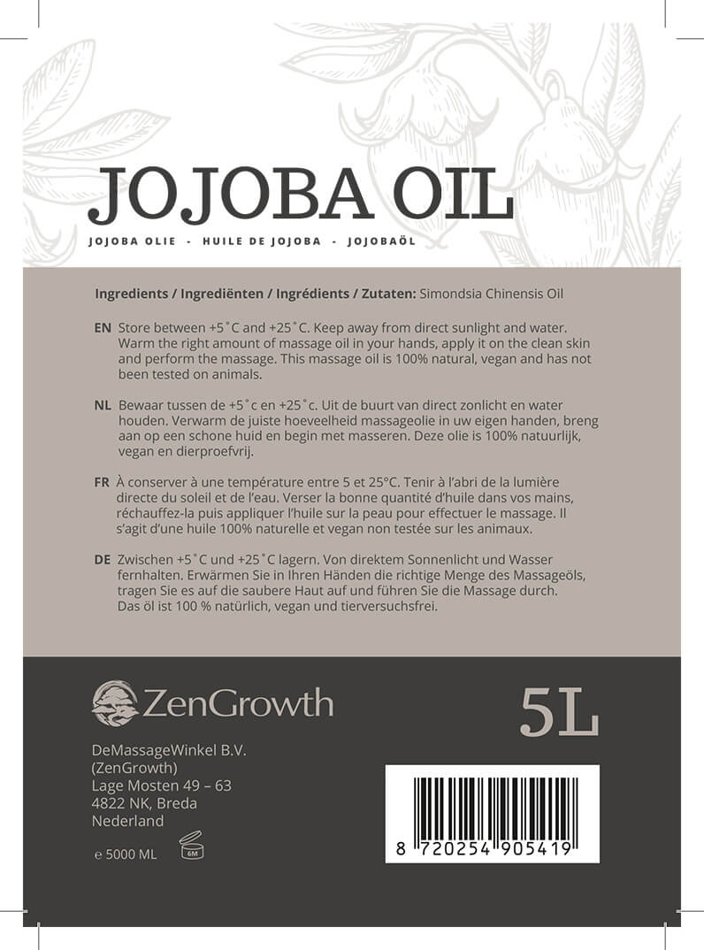 ZenGrowth 100% Natuurlijke Jojoba olie 5l